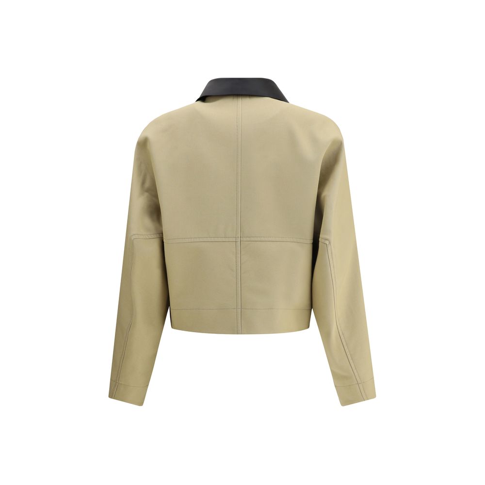 This Jacket by Givenchy for women in wool cotton & leather beige showcases a magnificent silhouette, meticulously crafted with a distinctive and functional for a magnificent finish.