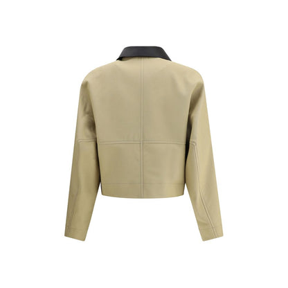 This Jacket by Givenchy for women in wool cotton & leather beige showcases a magnificent silhouette, meticulously crafted with a distinctive and functional for a magnificent finish.
