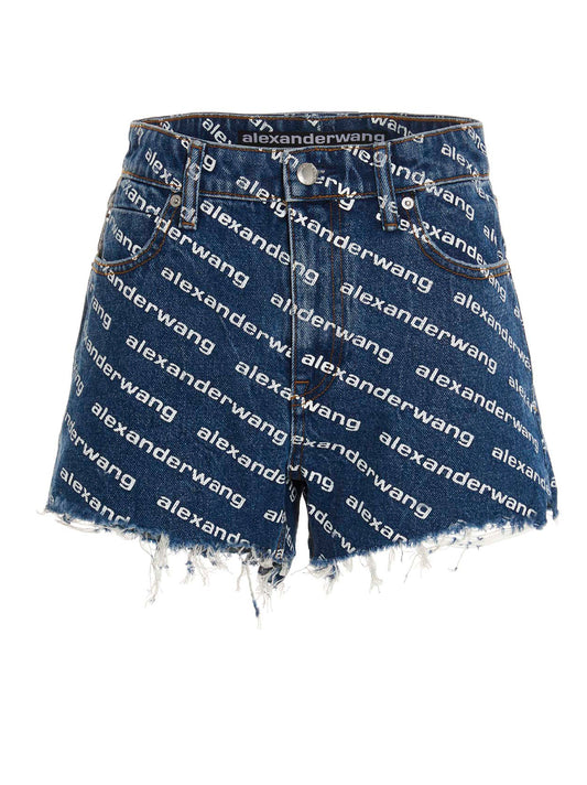 Denim Shorts by DENIM X ALEXANDER WANG for women in denim cotton blue & print presents a contemporary silhouette, featuring a contemporary and short with a contemporary high rise for a sophisticated summer look.