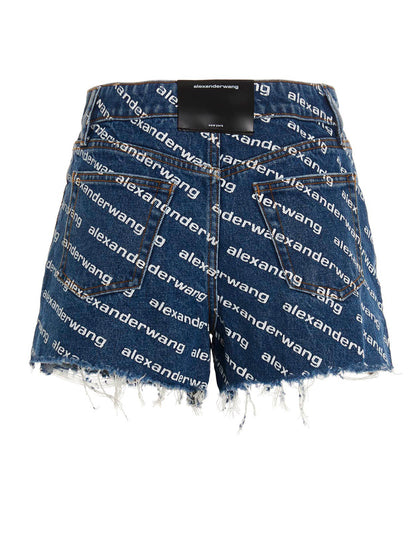 Denim Shorts by DENIM X ALEXANDER WANG for women in denim cotton blue & print features an stylish with a short and high rise, showcasing an stylish silhouette for a premium, high-fashion look.