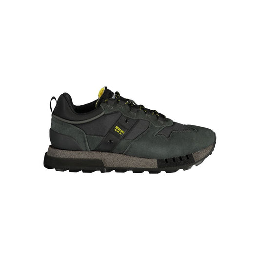 Athletic Sneakers by Blauer for men in polyester polyethylene leather black presents a sleek silhouette, perfectly capturing the athletic style essence of Men's Athletic Polyester Polyethylene Leather Sneakers with its sleek design and premium finish.