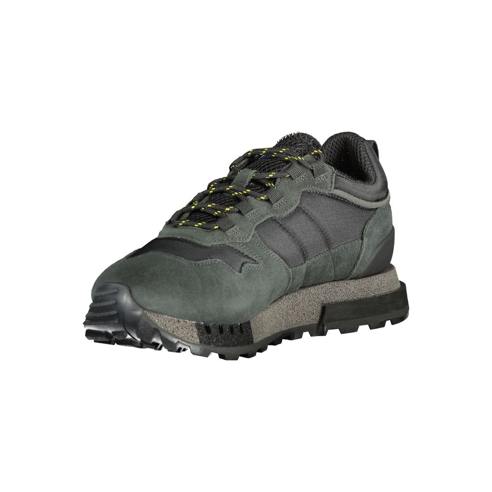 Athletic Sneakers by Blauer for men in polyester polyethylene leather black showcases a architectural silhouette, artfully capturing the essence of the Men's Athletic Polyester Polyethylene Leather Sneakers with its signature architectural athletic style construction.
