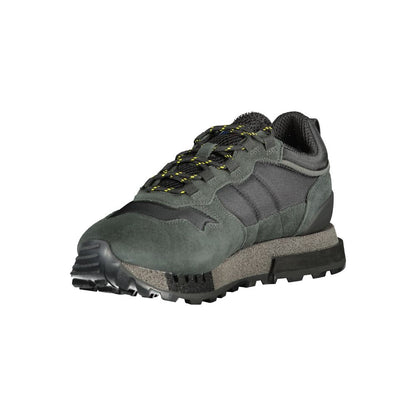 Athletic Sneakers by Blauer for men in polyester polyethylene leather black showcases a architectural silhouette, artfully capturing the essence of the Men's Athletic Polyester Polyethylene Leather Sneakers with its signature architectural athletic style construction.