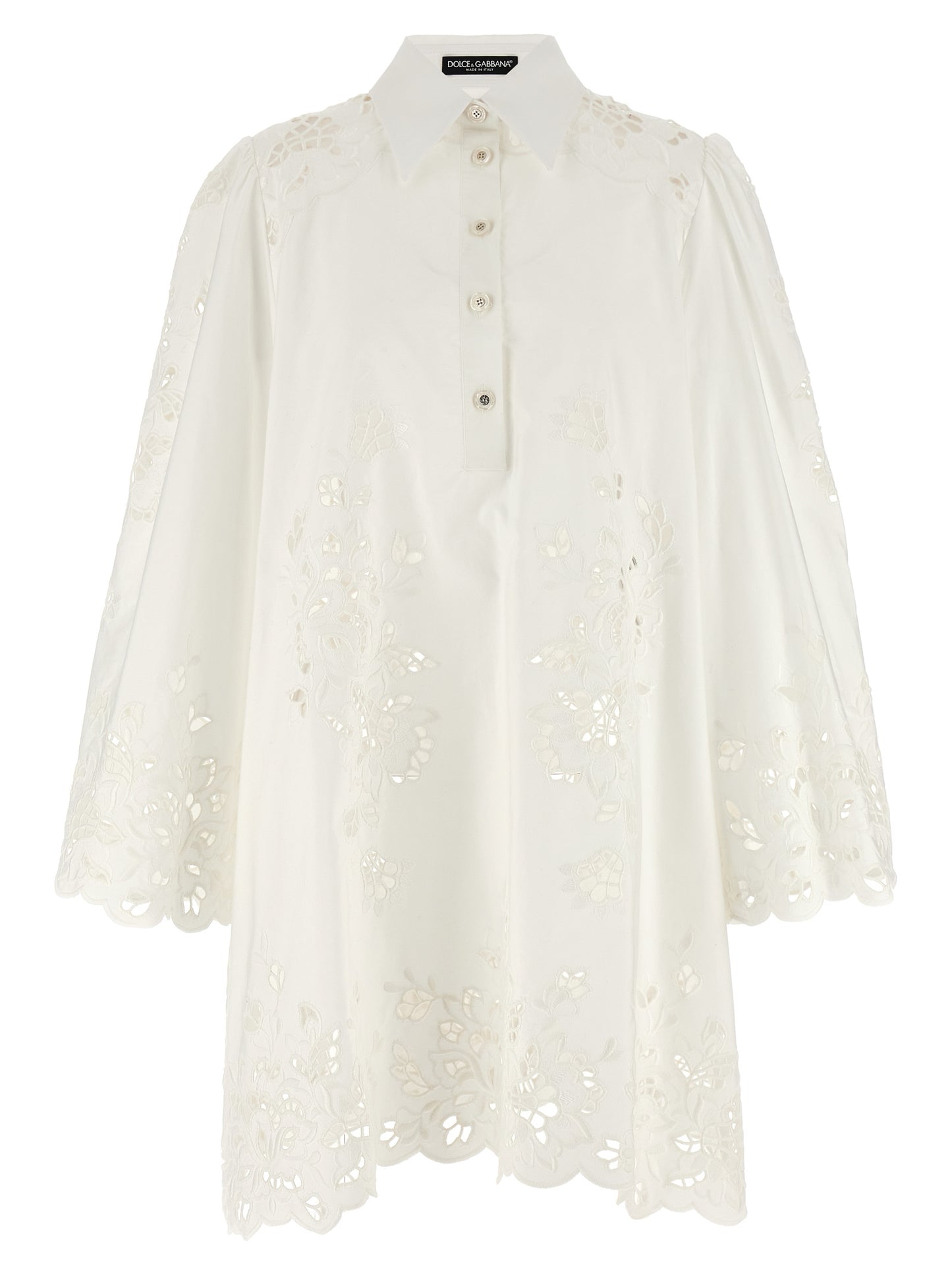 Dress by Dolce & Gabbana for women in cotton polyester white showcases a striking silhouette, elegantly detailed with a , refined , and a striking short for a striking finish.