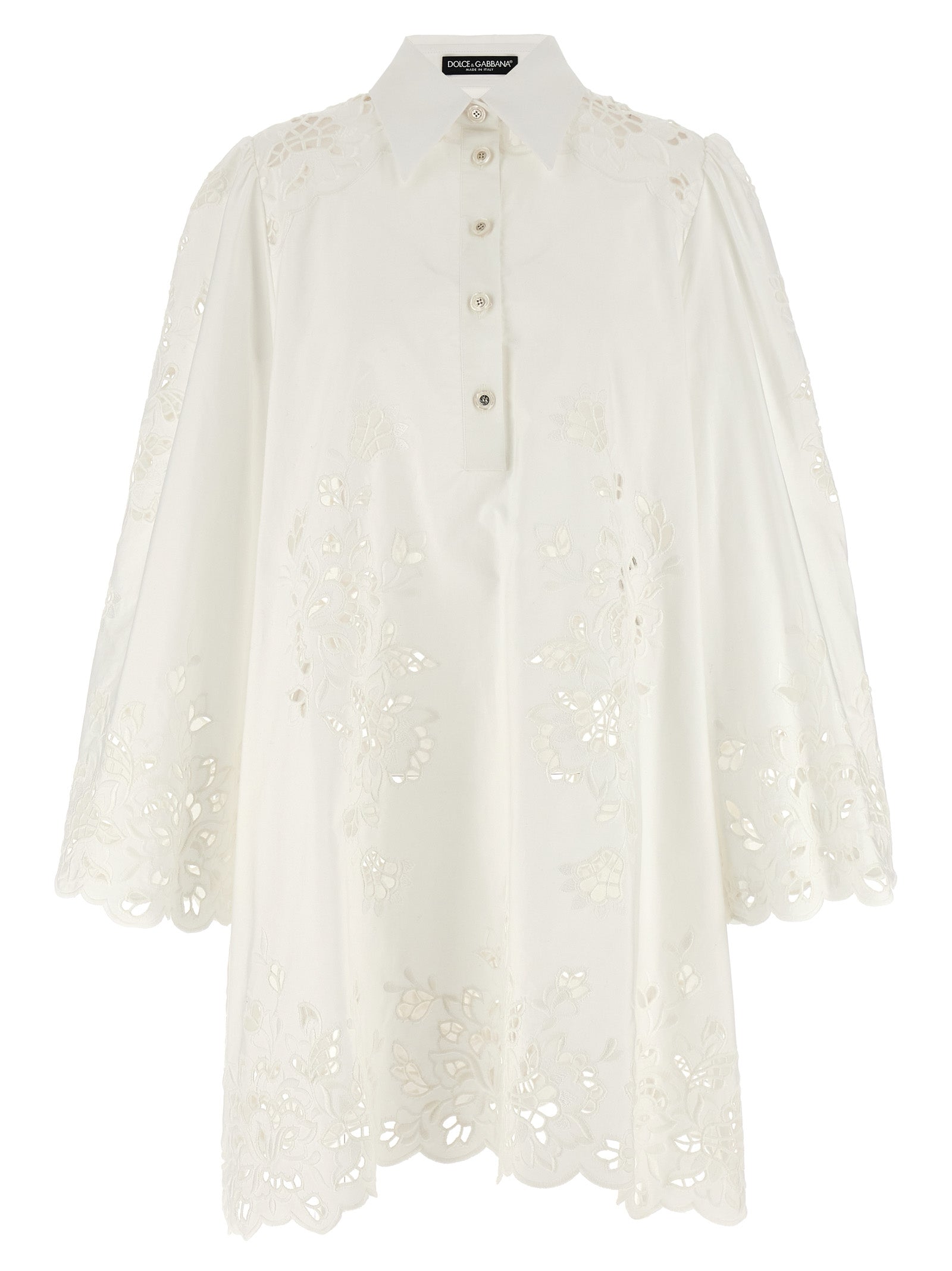 Dress by Dolce & Gabbana for women in cotton polyester white showcases a striking silhouette, elegantly detailed with a , refined , and a striking short for a striking finish.