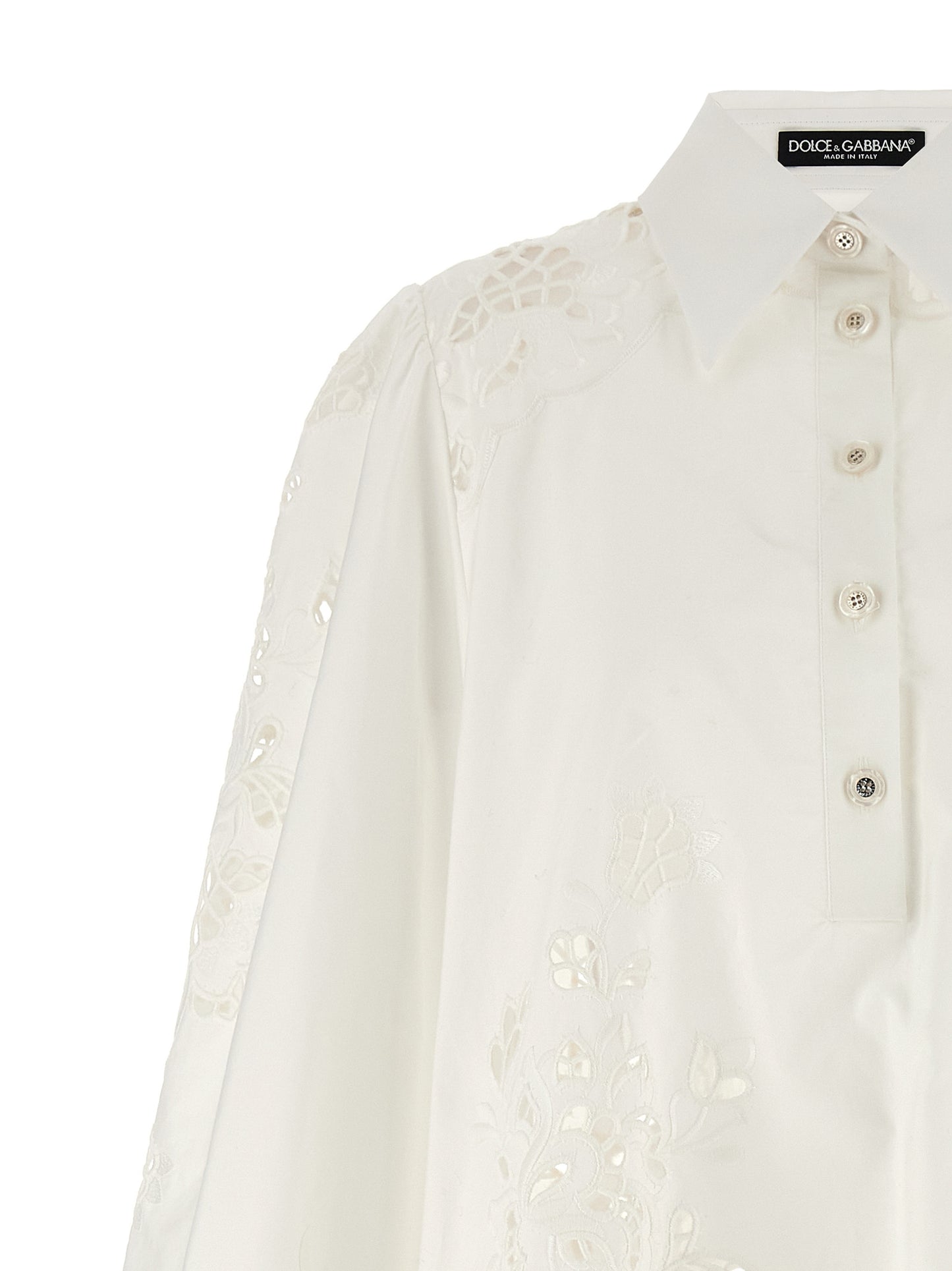 Dress by Dolce & Gabbana for women in cotton polyester white presents a sinuous silhouette, showcasing a sophisticated and detailed with a sinuous short for a refined finish.