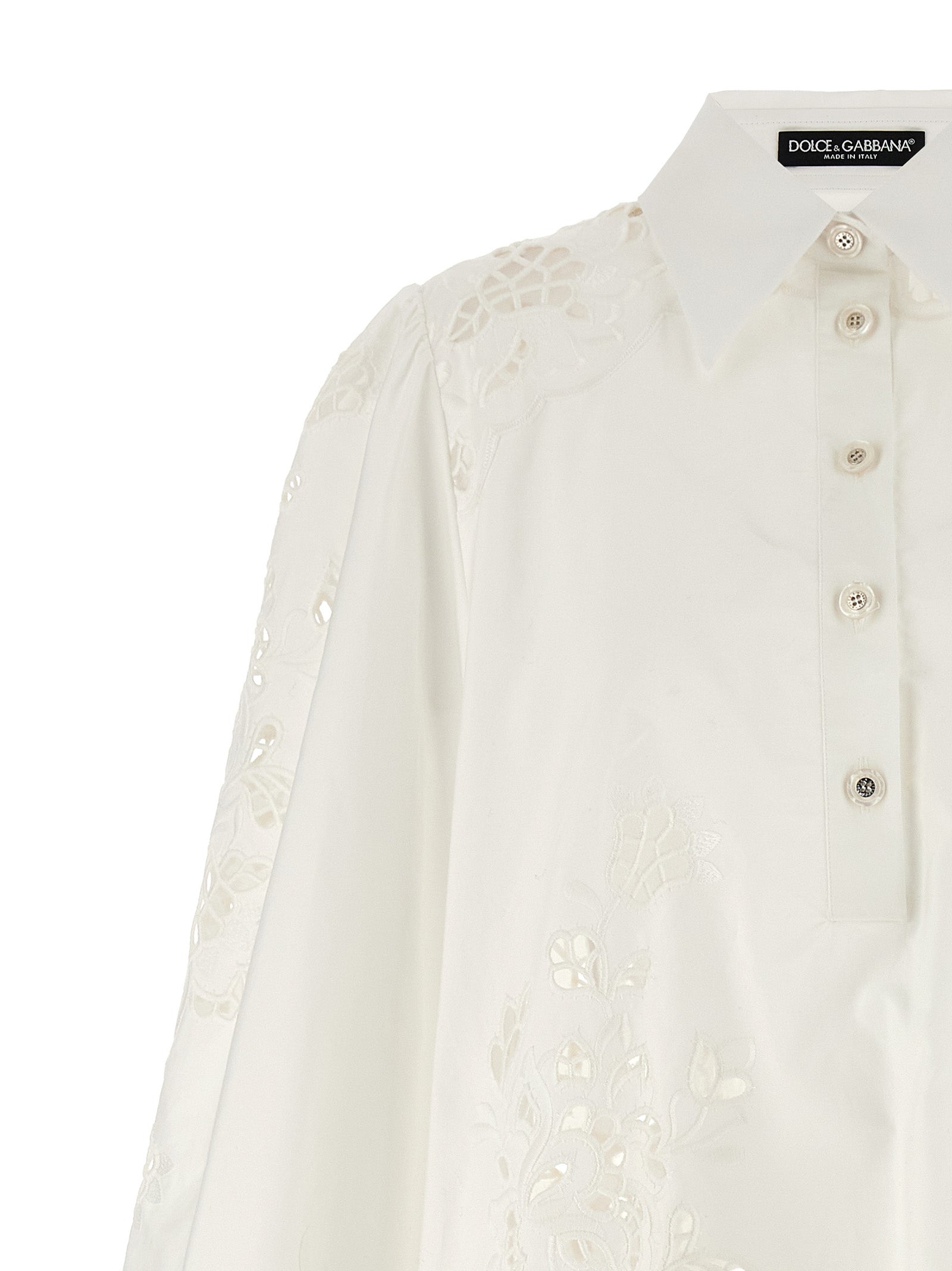 Dress by Dolce & Gabbana for women in cotton polyester white presents a sinuous silhouette, showcasing a sophisticated and detailed with a sinuous short for a refined finish.