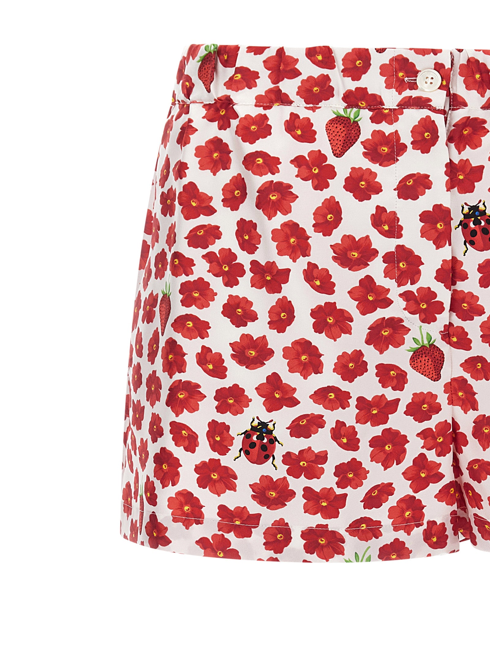 Bermuda Shorts by Versace for women in silk twill multicolor, patterned & print features a sartorial silhouette, showcasing a sartorial and short with a sophisticated for a sartorial look.