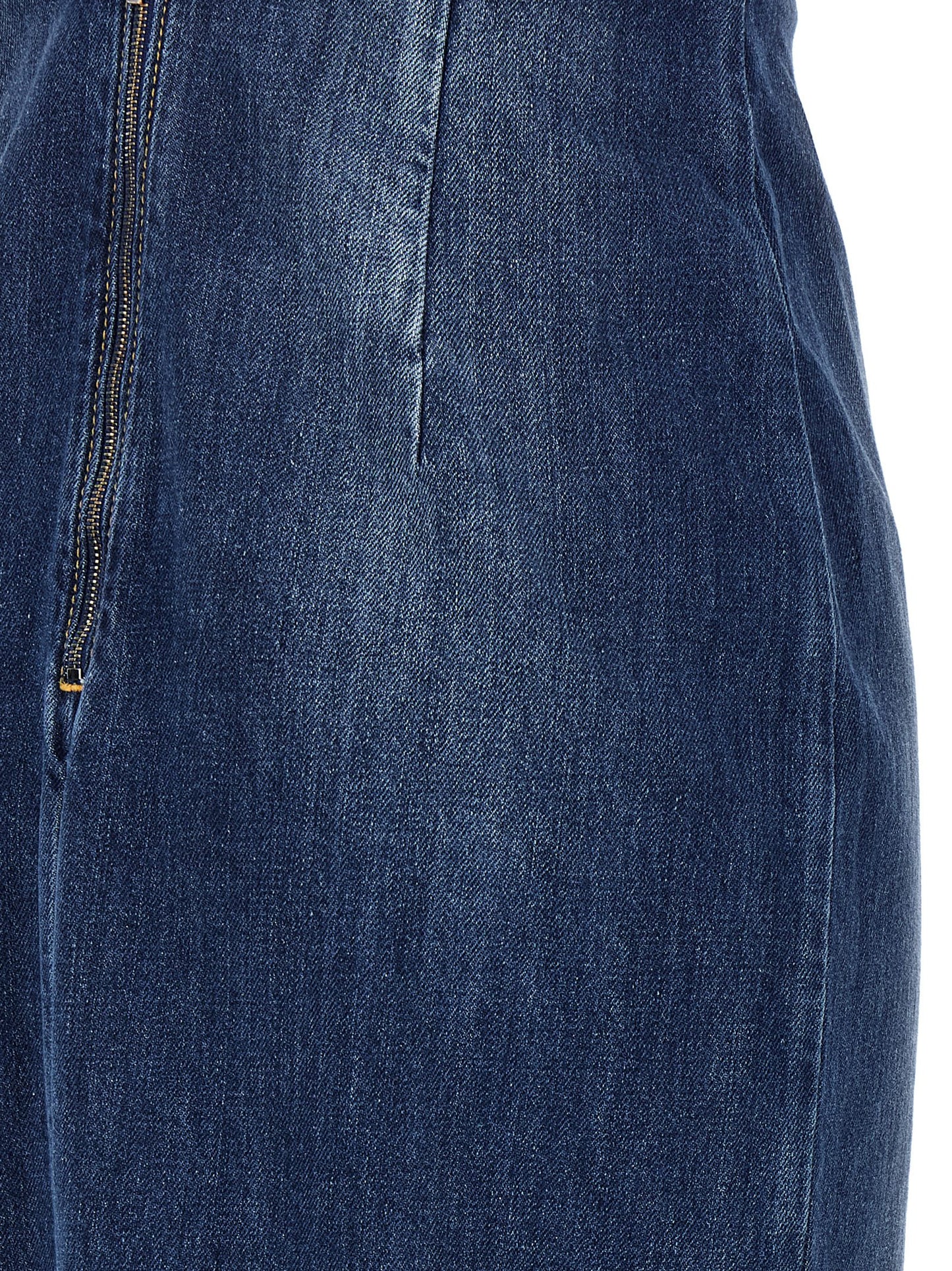 Dress by Nensi Dojaka for women in denim cotton blue features an magnificent silhouette, artfully detailed with a magnificent and that flows into an magnificent midi.
