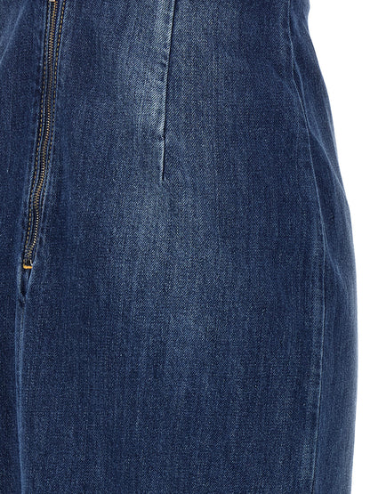 Dress by Nensi Dojaka for women in denim cotton blue features an magnificent silhouette, artfully detailed with a magnificent and that flows into an magnificent midi.