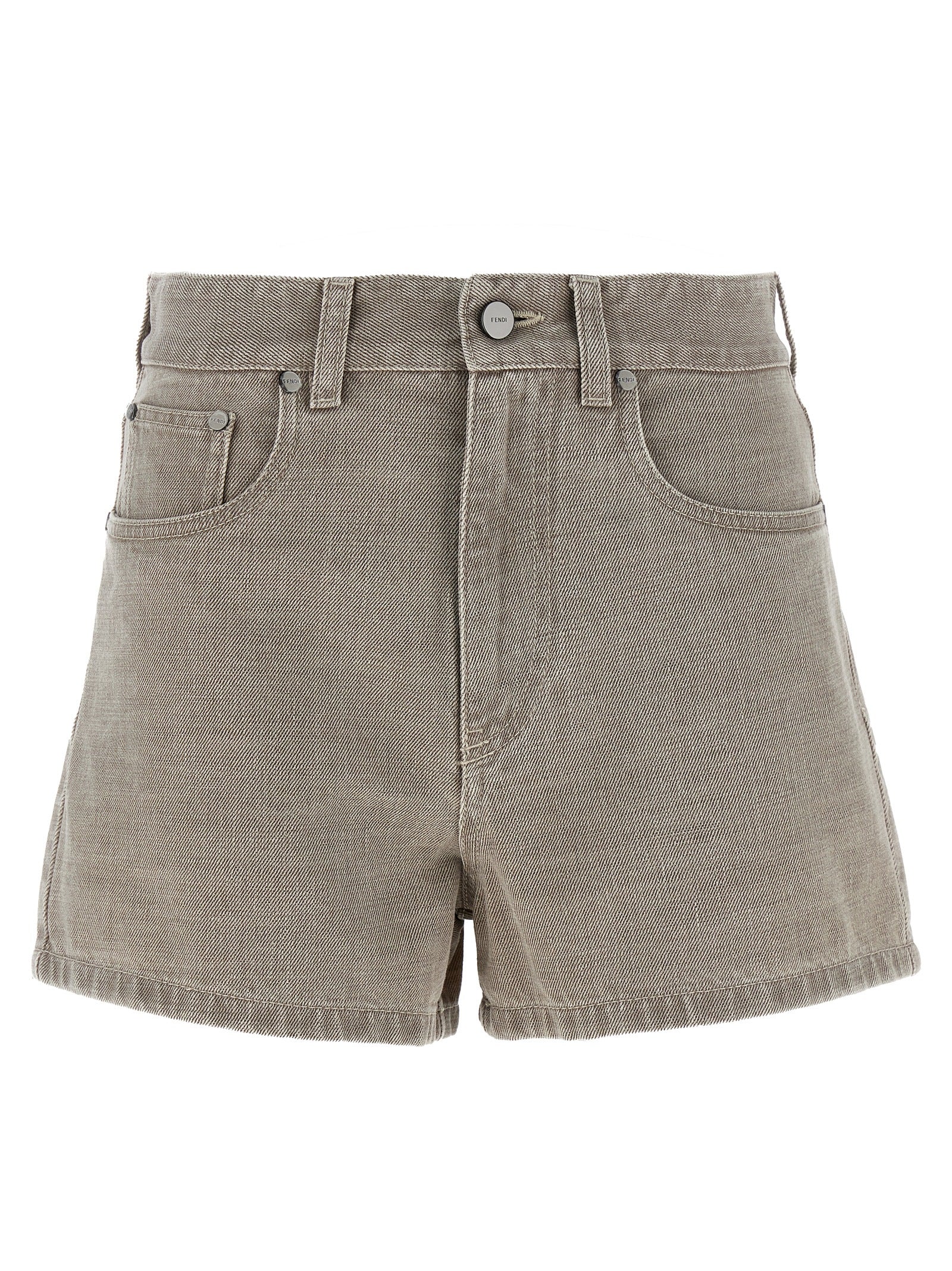 Denim Shorts by Fendi for women in denim cotton beige features an utilitarian chic with a short and , creating a utilitarian chic silhouette perfect for elevated casual styling.