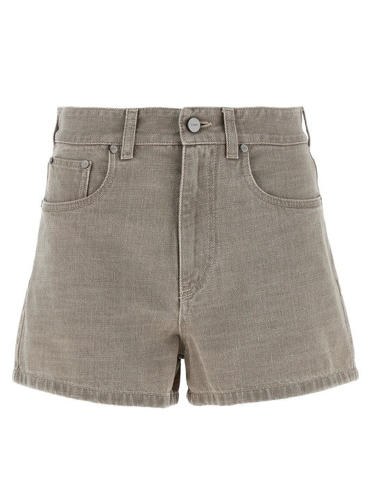 Denim Shorts by Fendi for women in denim cotton beige features an utilitarian chic with a short and , creating a utilitarian chic silhouette perfect for elevated casual styling.