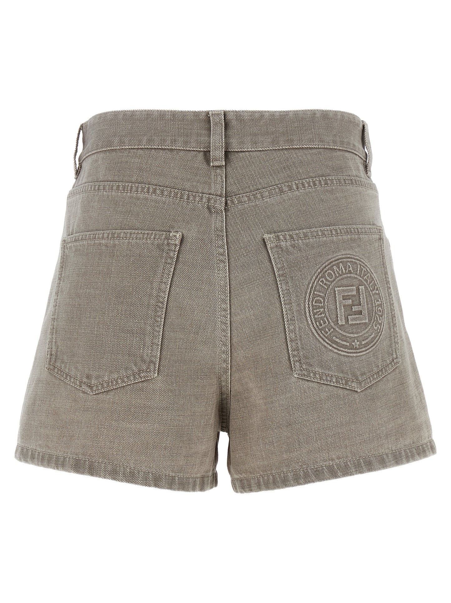 Denim Shorts by Fendi for women in denim cotton beige features an utilitarian chic with a short and , creating a utilitarian chic silhouette perfect for elevated casual styling.