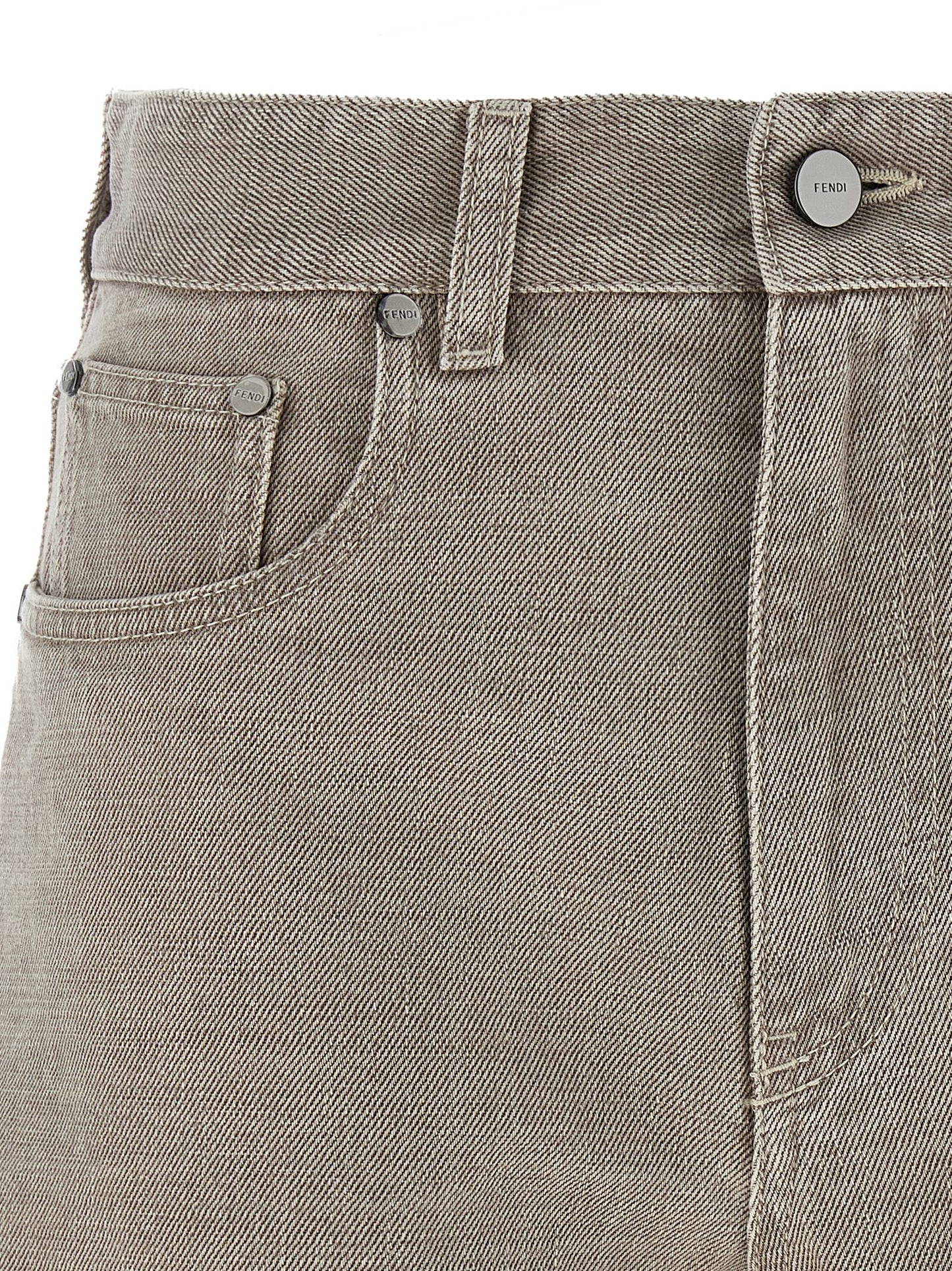 Denim Shorts by Fendi for women in denim cotton beige features an effortlessly on trend silhouette, showcasing a effortlessly on trend and short cut with a comfortable for a refined look.