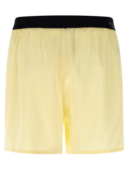 Bermuda Shorts by Tom Ford for women in satin silk velvet bicolour & yellow presents a sleek silhouette, featuring a sleek with a refined short and a sophisticated .