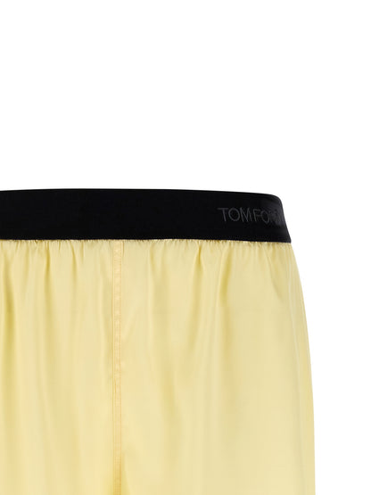 Bermuda Shorts by Tom Ford for women in satin silk velvet bicolour & yellow presents a sleek silhouette, featuring a sleek with a refined short and a sophisticated .