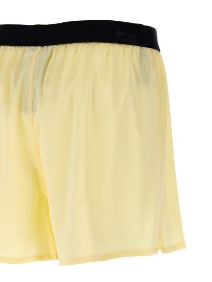 Bermuda Shorts by Tom Ford for women in satin silk velvet bicolour & yellow features an nuanced silhouette, showcasing a nuanced with a short cut and for a sophisticated, premium finish.