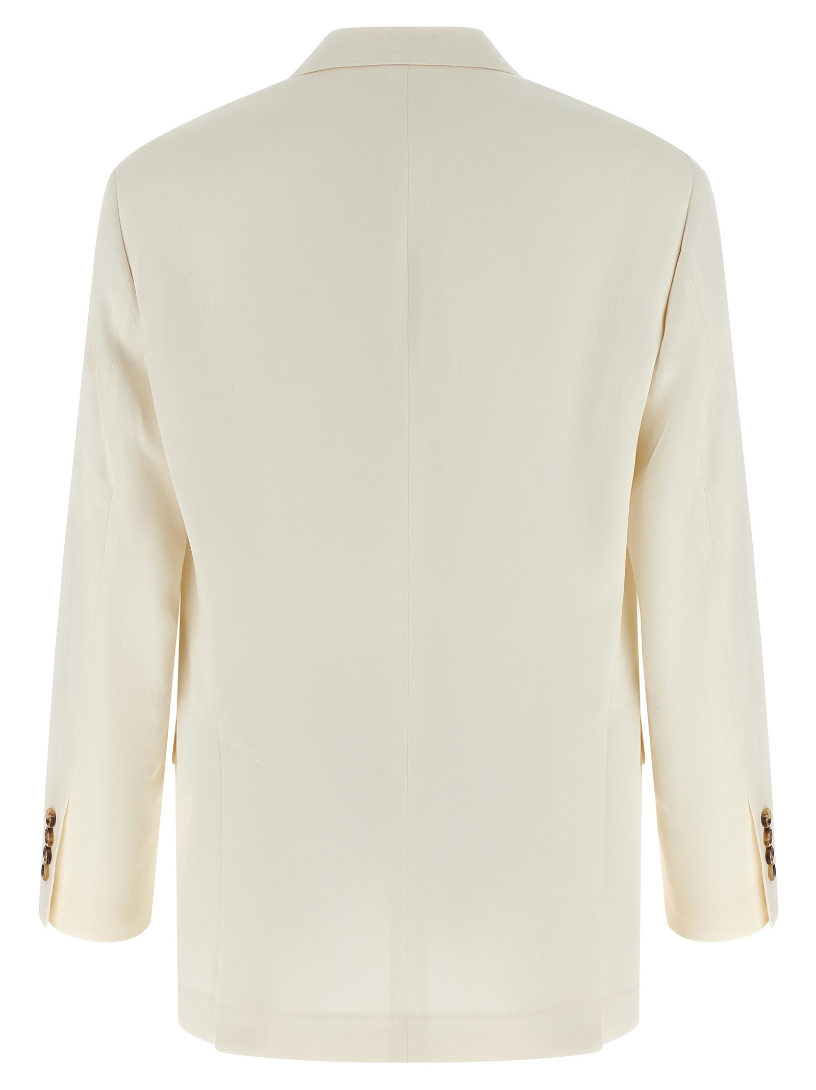 Blazer by Brunello Cucinelli for men in linen silk & cupro white & signature showcases a polished silhouette, highlighted by a refined and polished for a sophisticated finish.