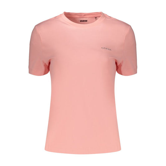 Guess Jeans Women's Crew Neck Stretch Organic Cotton T-Shirt - Pink