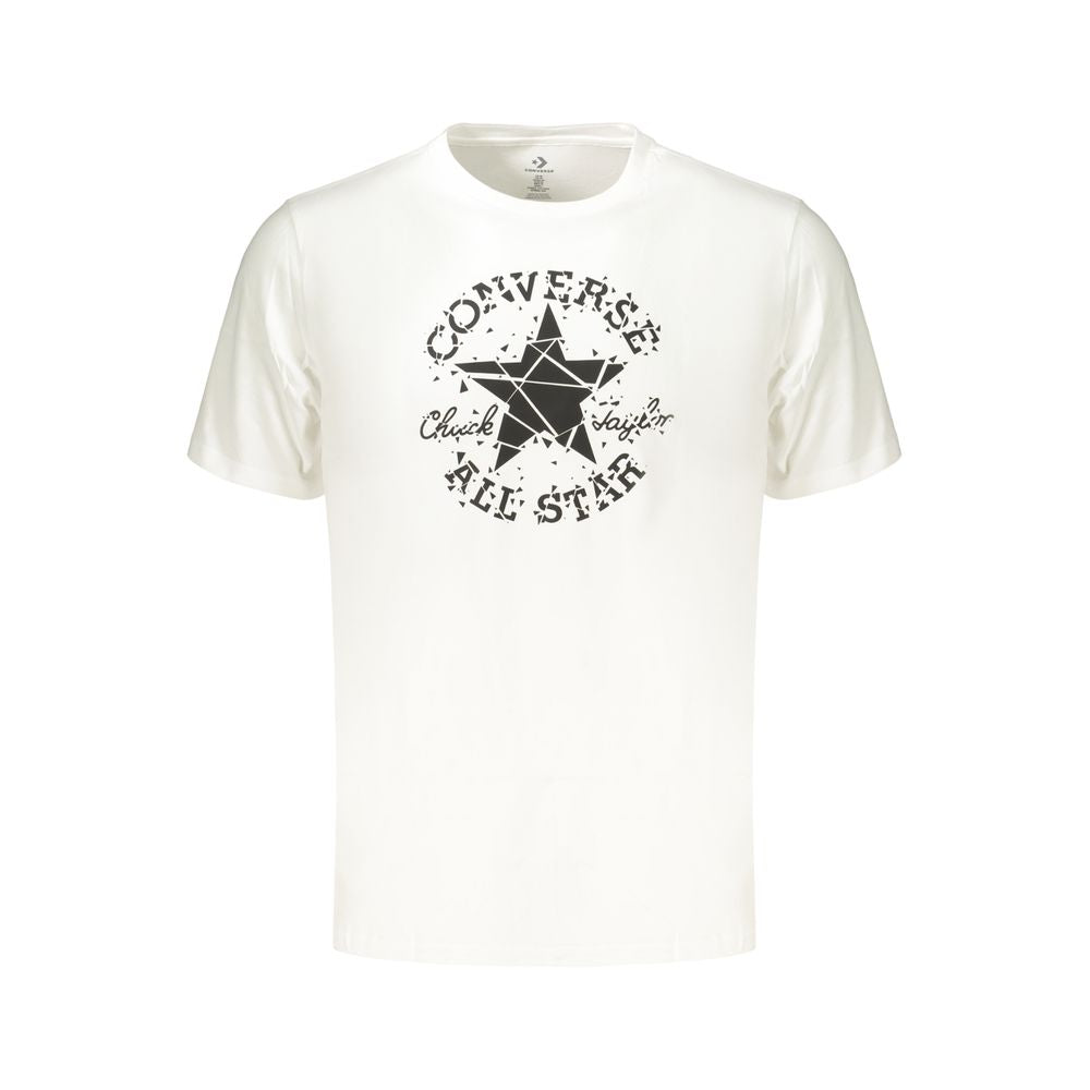 T-Shirt by Converse for men in cotton white & print showcases a dramatic silhouette, elegantly detailed with a dramatic crew neckline and for a truly dramatic finish.