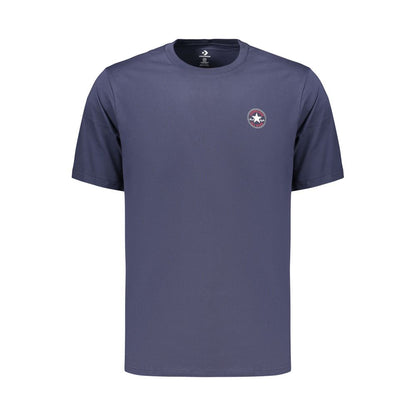 T-Shirt by Converse for men in cotton blue & print features a plush silhouette, showcasing a sophisticated crew neckline and for a truly plush finish.
