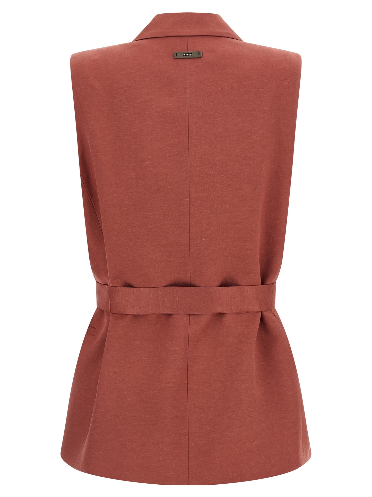 Vest by Peserico for women in linen & viscose multicolor & red features a stylish silhouette, showcasing distinct pockets and a refined for a truly stylish finish.