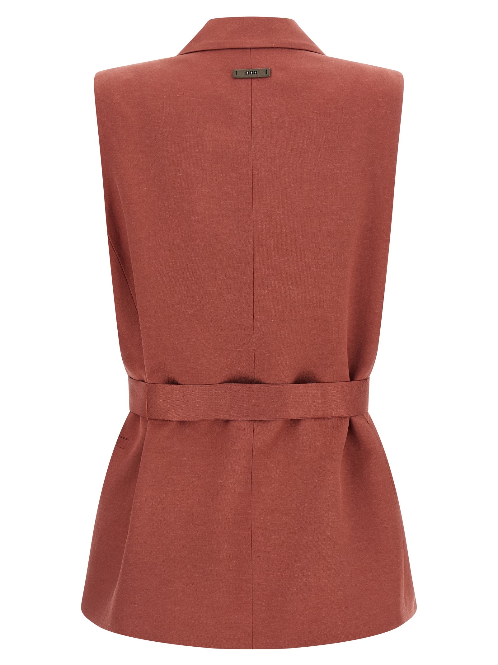 Vest by Peserico for women in linen & viscose multicolor & red features a stylish silhouette, showcasing distinct pockets and a refined for a truly stylish finish.