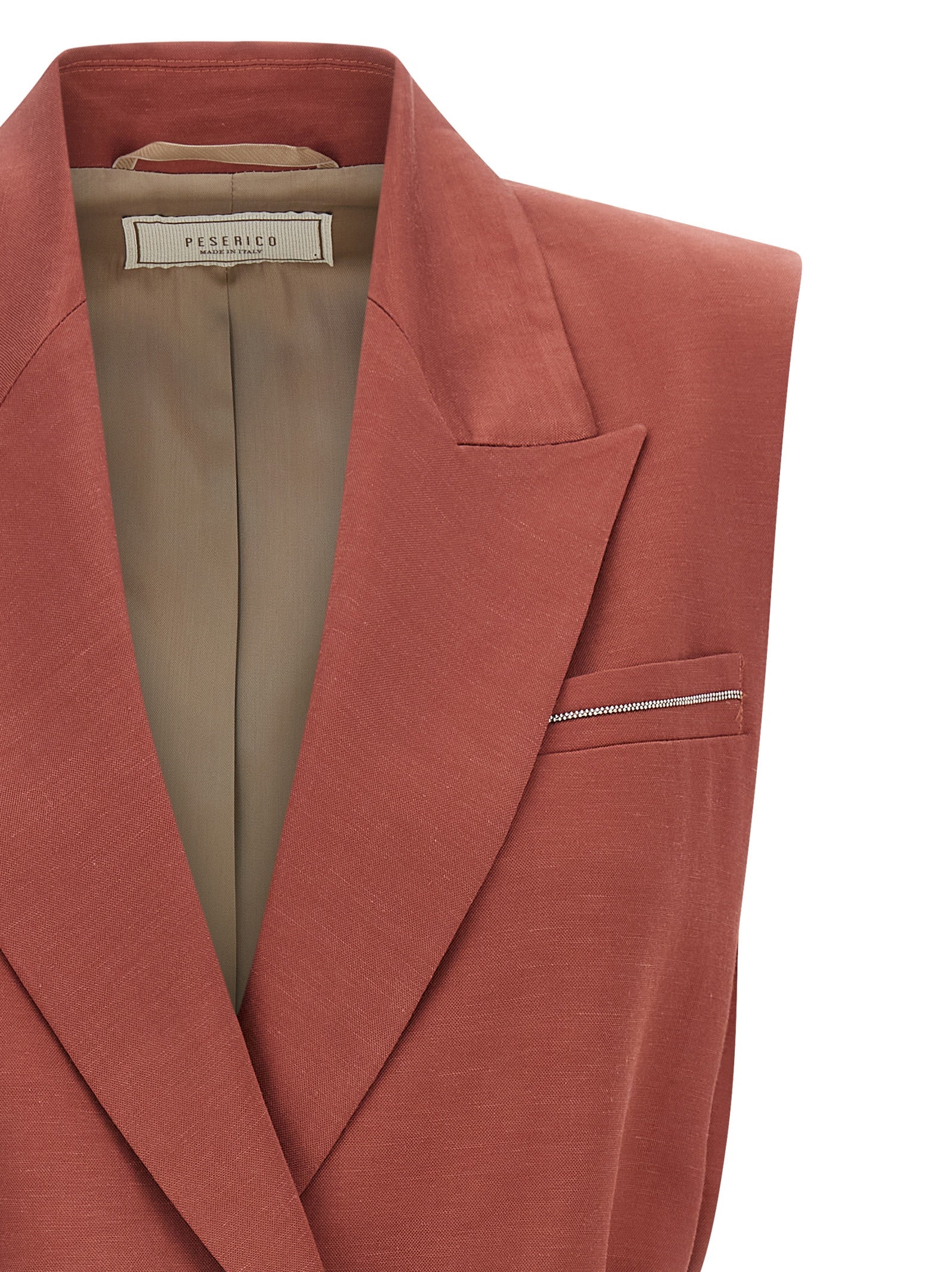 Vest by Peserico for women in linen & viscose multicolor & red features a chic silhouette, expertly detailed with a refined and premium pockets for a truly chic look.