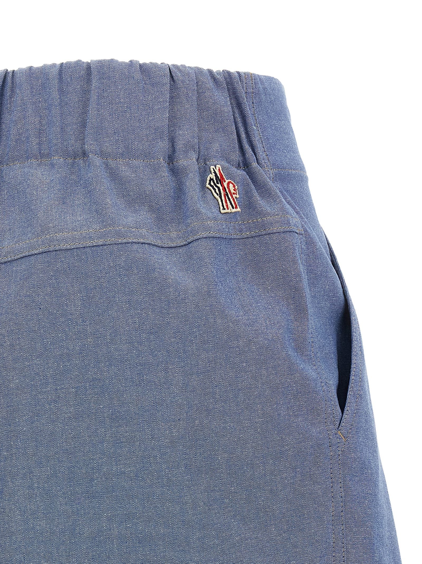 Bermuda Shorts by Moncler Grenoble for women in cotton light-blue & signature features a eye catching wide and short with a eye catching .