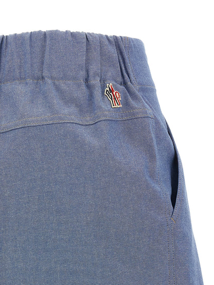 Bermuda Shorts by Moncler Grenoble for women in cotton light-blue & signature features a eye catching wide and short with a eye catching .