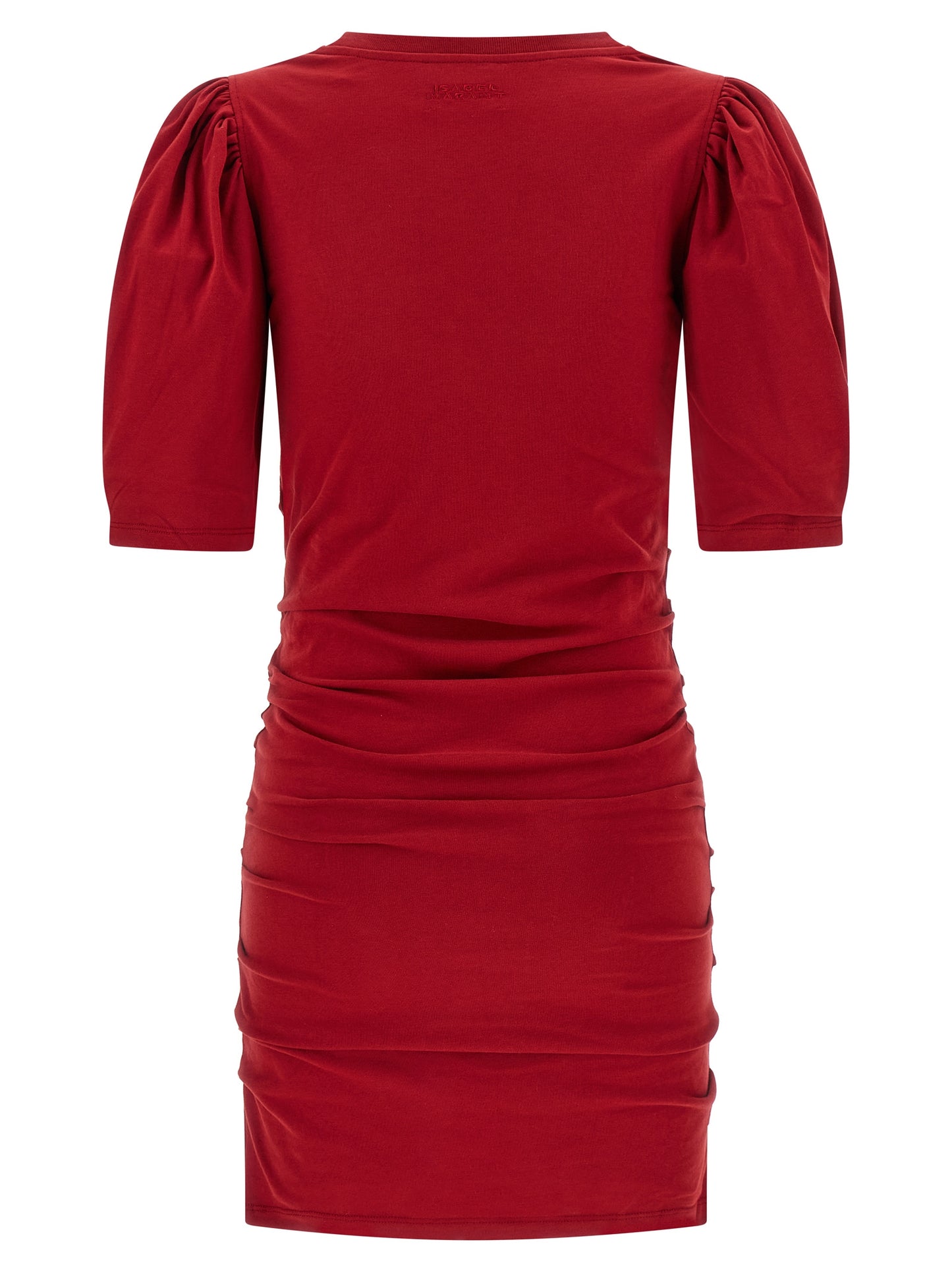 Dress by Isabel Marant for women in organic cotton multicolor & red features an sultry silhouette defined by a round neckline and , falling to an sultry short mini for a sultry look.