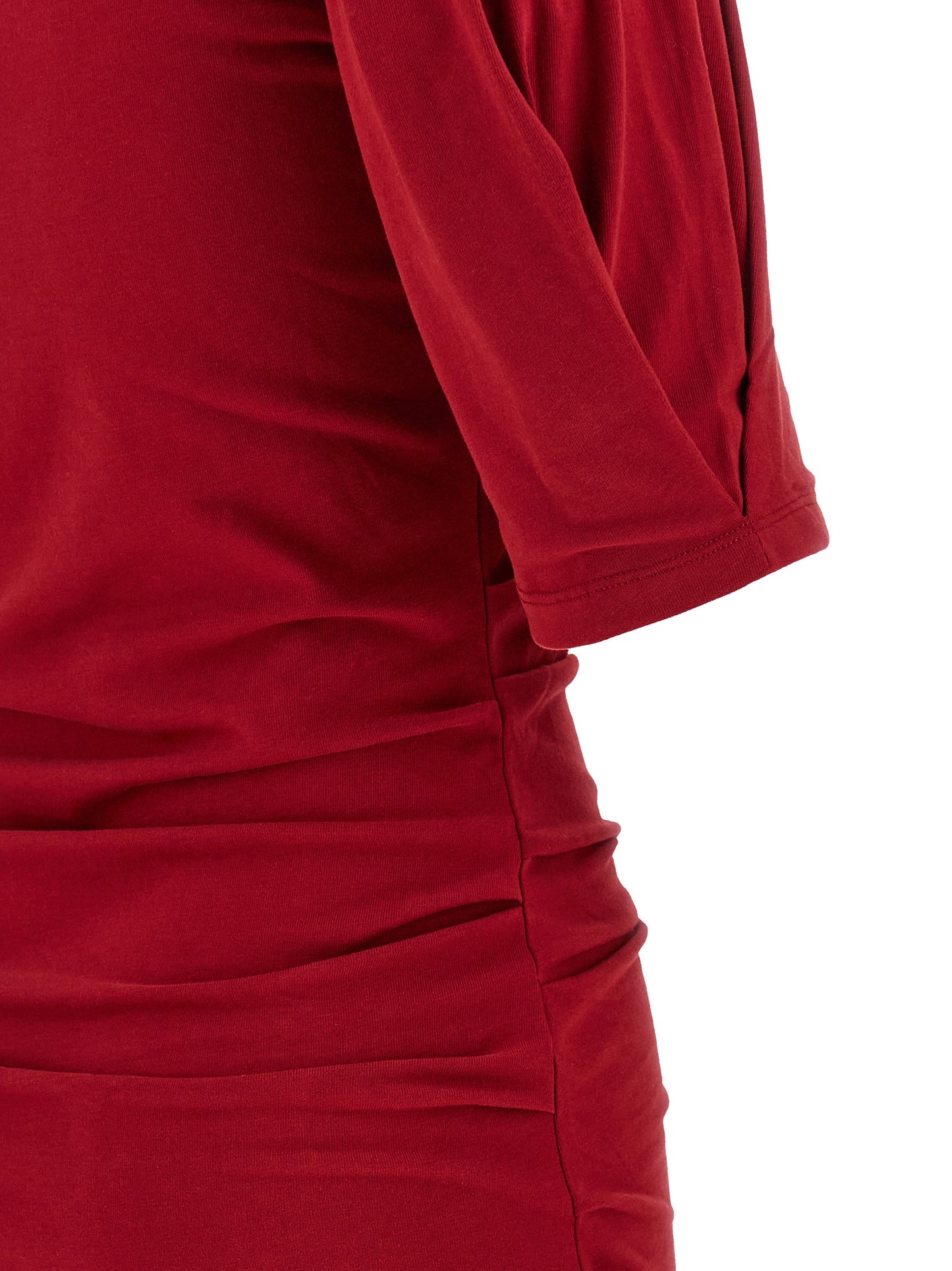 Dress by Isabel Marant for women in organic cotton multicolor & red features an eye catching silhouette with a sophisticated round neckline, elegant , and a refined short mini for a eye catching aesthetic.