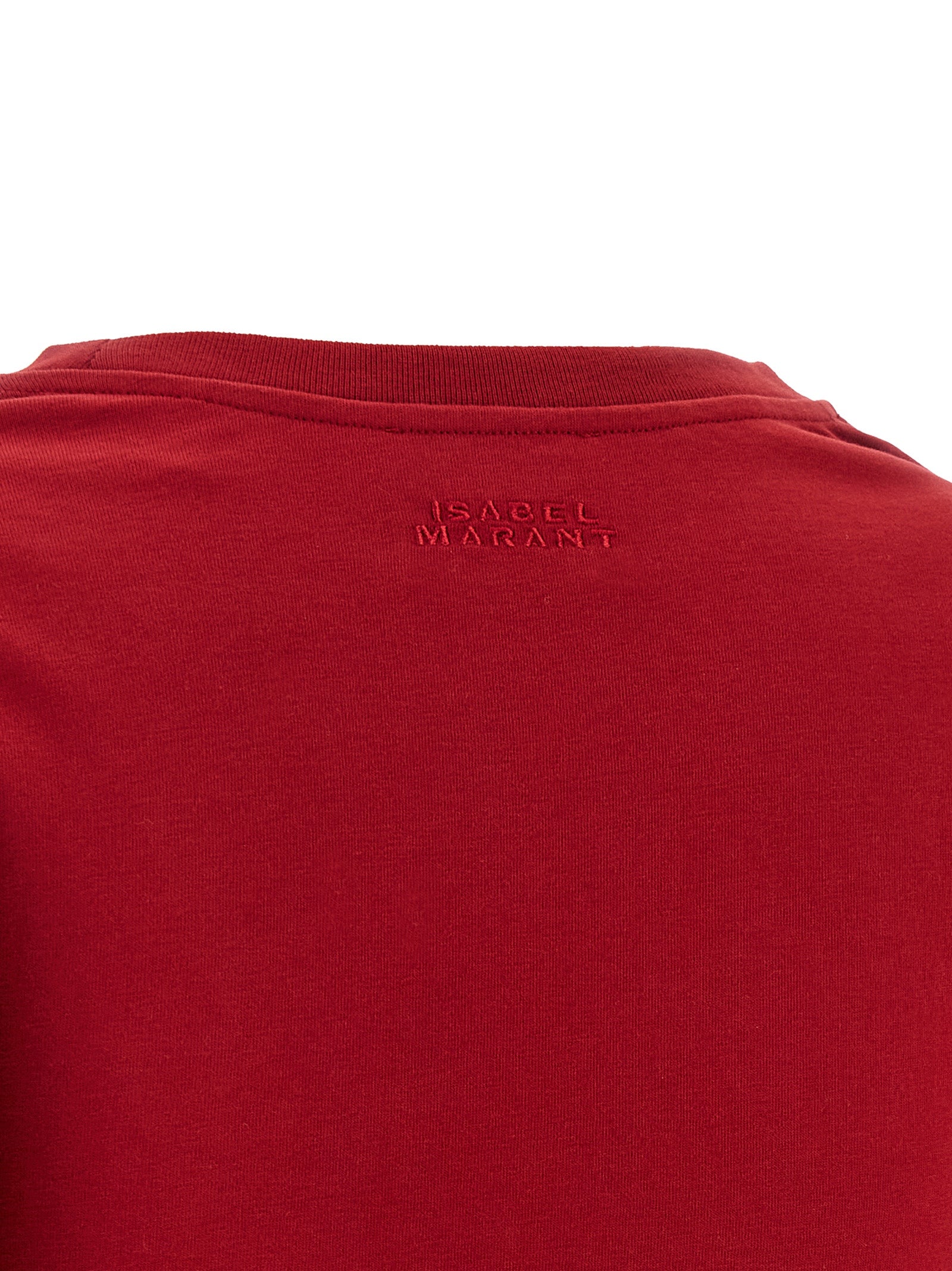 Dress by Isabel Marant for women in organic cotton multicolor & red features a dramatic silhouette, showcasing an elegant and that flows into a dramatic short mini.