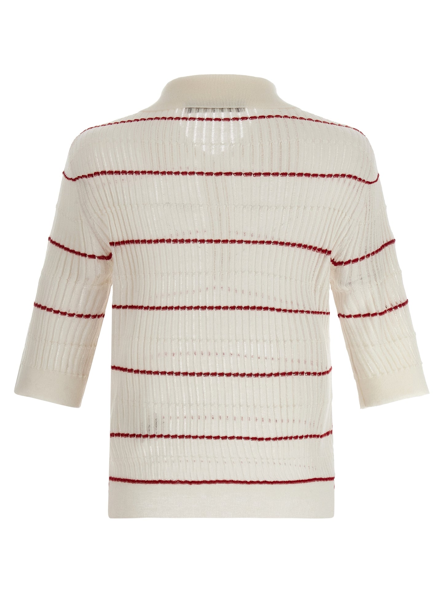 Polo Shirt by Max Mara for women in wool & silk white & patterned presents a crisp silhouette, artfully detailed with a crisp and crisp .