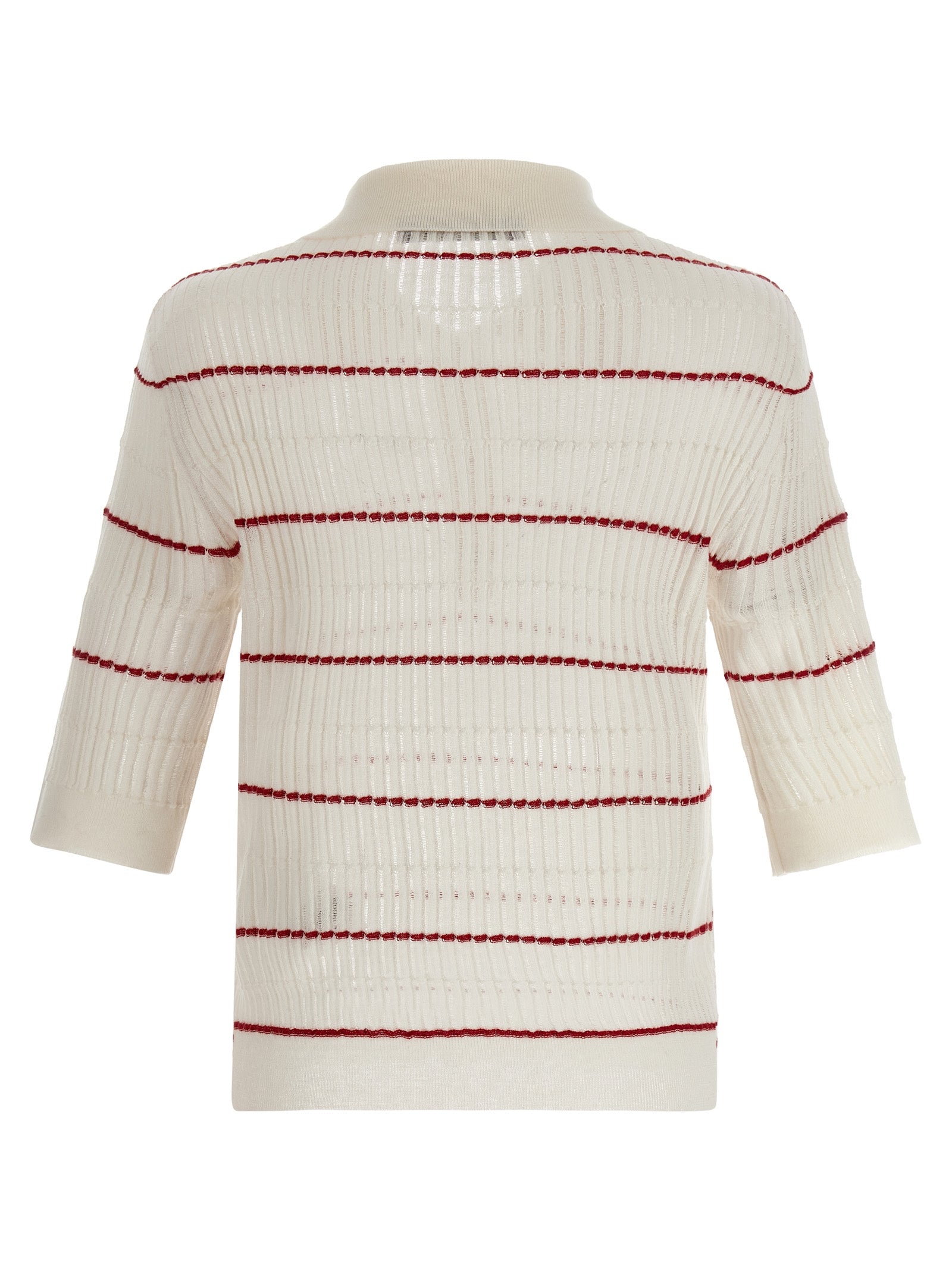 Polo Shirt by Max Mara for women in wool & silk white & patterned presents a crisp silhouette, artfully detailed with a crisp and crisp .