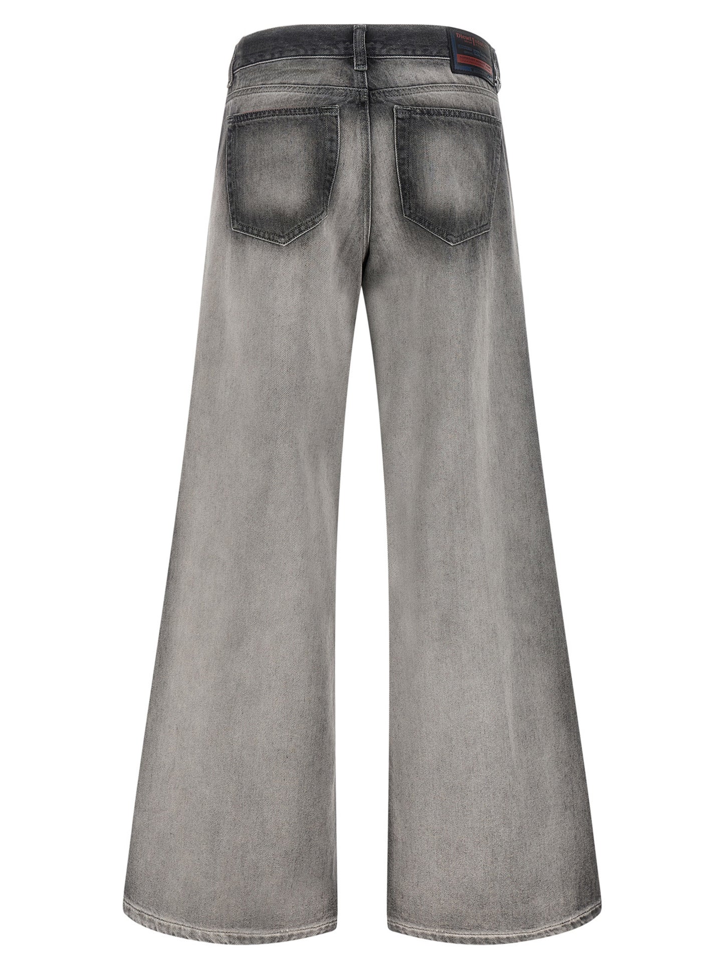Jeans by Diesel for women in lyocell & denim cotton gradient & gray features a polished silhouette with a polished flared & wide, reaching a polished long and finished with a polished .