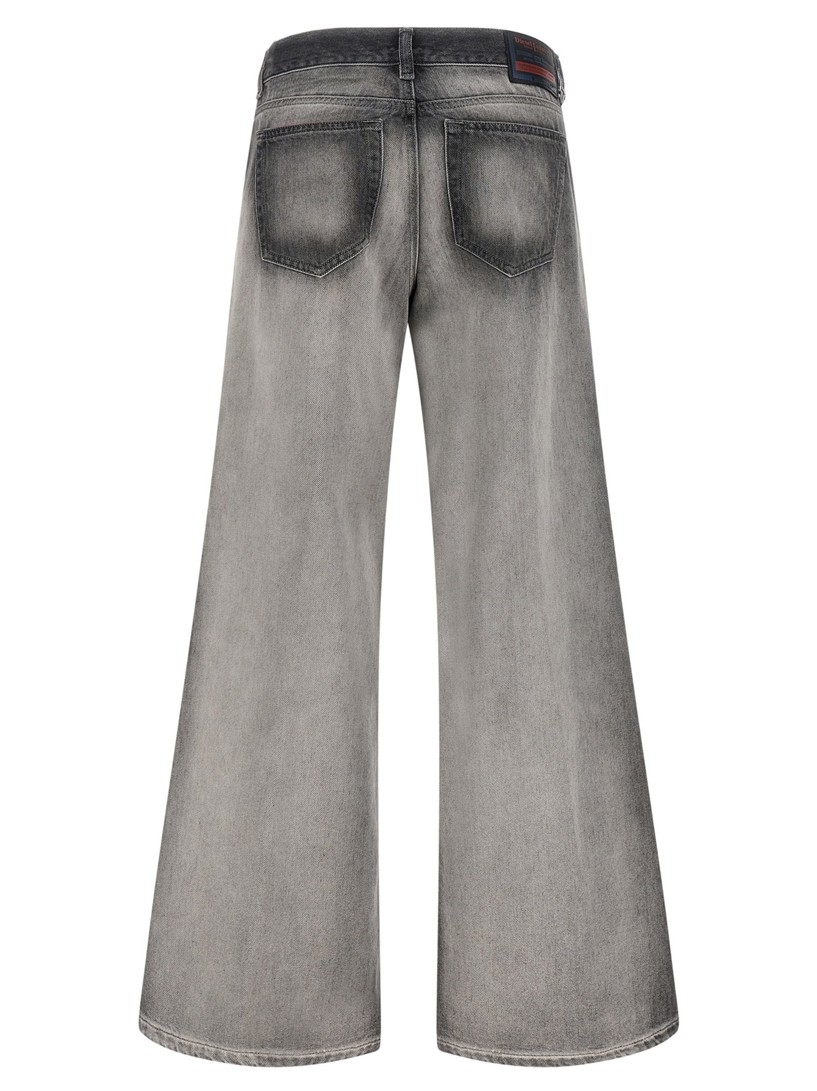 Jeans by Diesel for women in lyocell & denim cotton gradient & gray features a polished silhouette with a polished flared & wide, reaching a polished long and finished with a polished .
