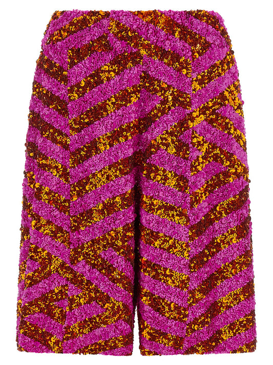 Dries Van Noten Women's Wide Viscose & Sequins Bermuda Shorts - Multicolor