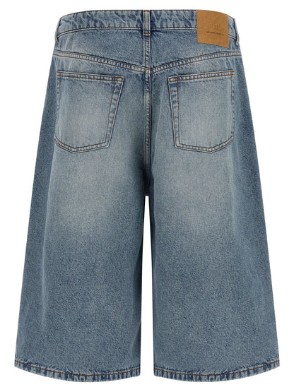Denim Shorts by Ami Paris for men in cotton denim blue features an magnificent silhouette, showcasing a magnificent flared & wide with a short and for a premium, sophisticated aesthetic.