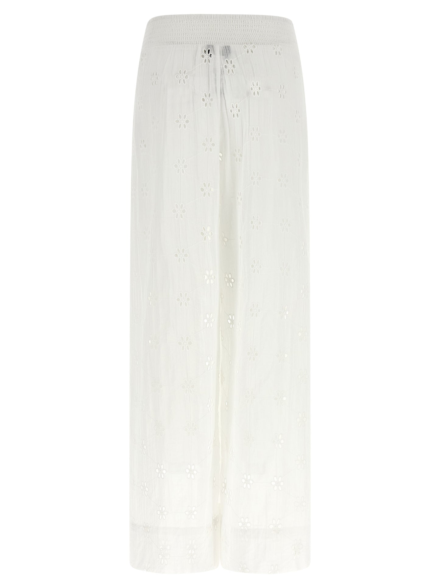 Trousers by Polo Ralph Lauren for women in cotton white presents a perennial silhouette, meticulously tailored with a wide cut, long finish, and an elegant .