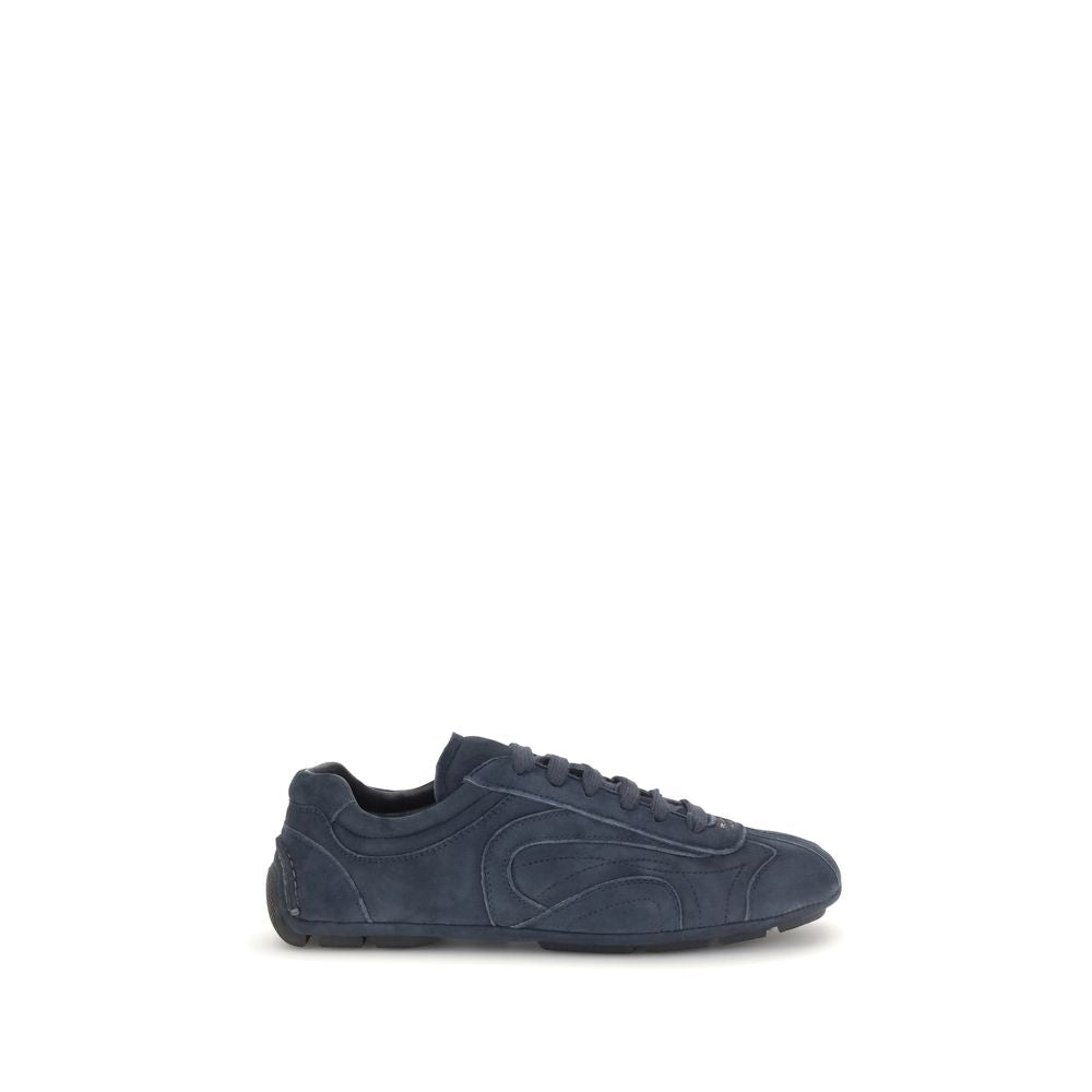 Athletic Sneakers by Prada for men in bos taurus calf suede leather blue & patterned features an effortless chic silhouette, showcasing the signature athletic style of the Men's Athletic Bos Taurus Calf Suede Leather Sneakers collection with a truly effortless chic finish.