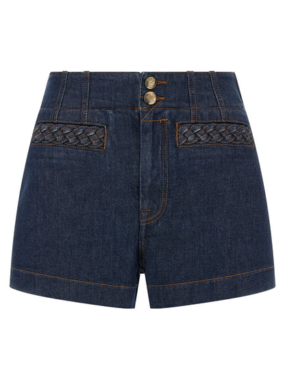 Zimmermann Women's High Rise Stretch Denim Cotton Shorts - Blue