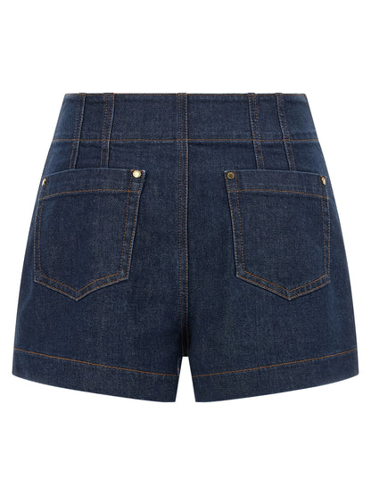Zimmermann Women's High Rise Stretch Denim Cotton Shorts - Blue