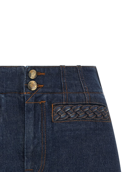 Zimmermann Women's High Rise Stretch Denim Cotton Shorts - Blue