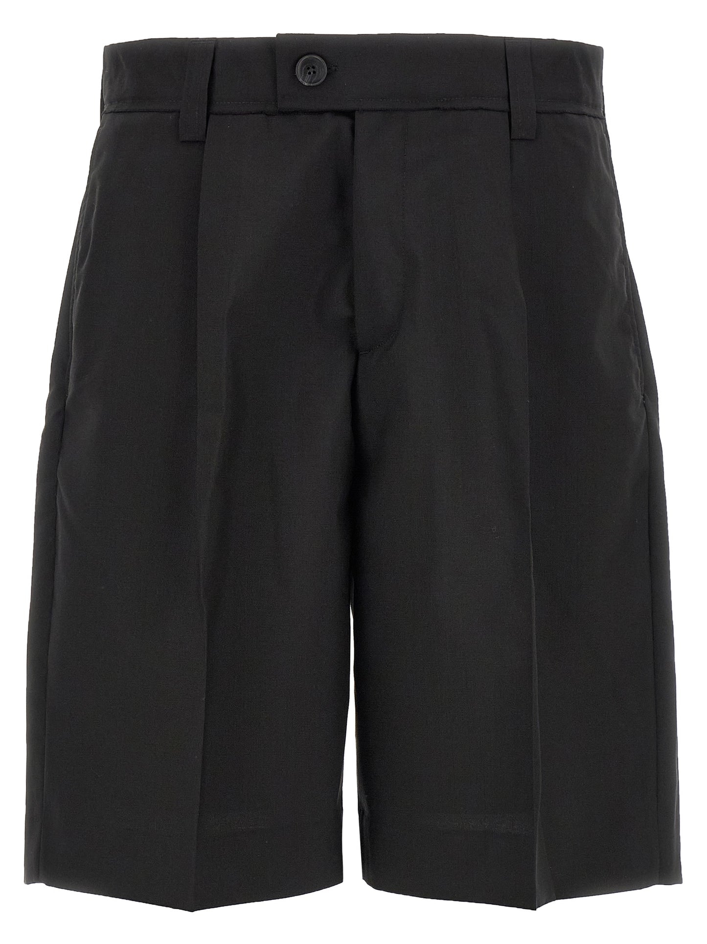 MFPEN Men's Flared Mid Rise Wool Bermuda Shorts - Black