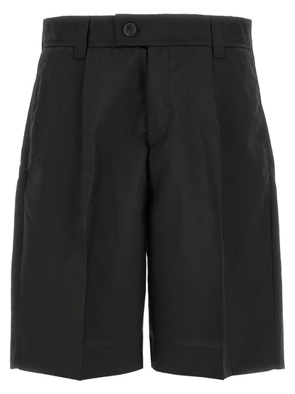 MFPEN Men's Flared Mid Rise Wool Bermuda Shorts - Black