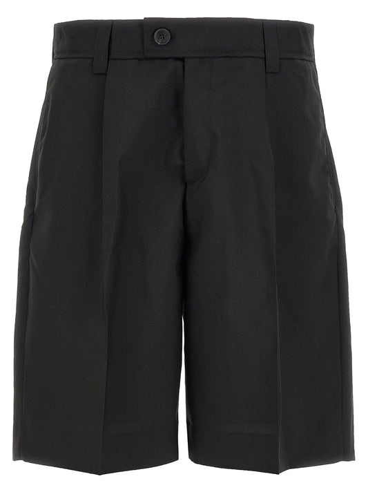MFPEN Men's Flared Mid Rise Wool Bermuda Shorts - Black