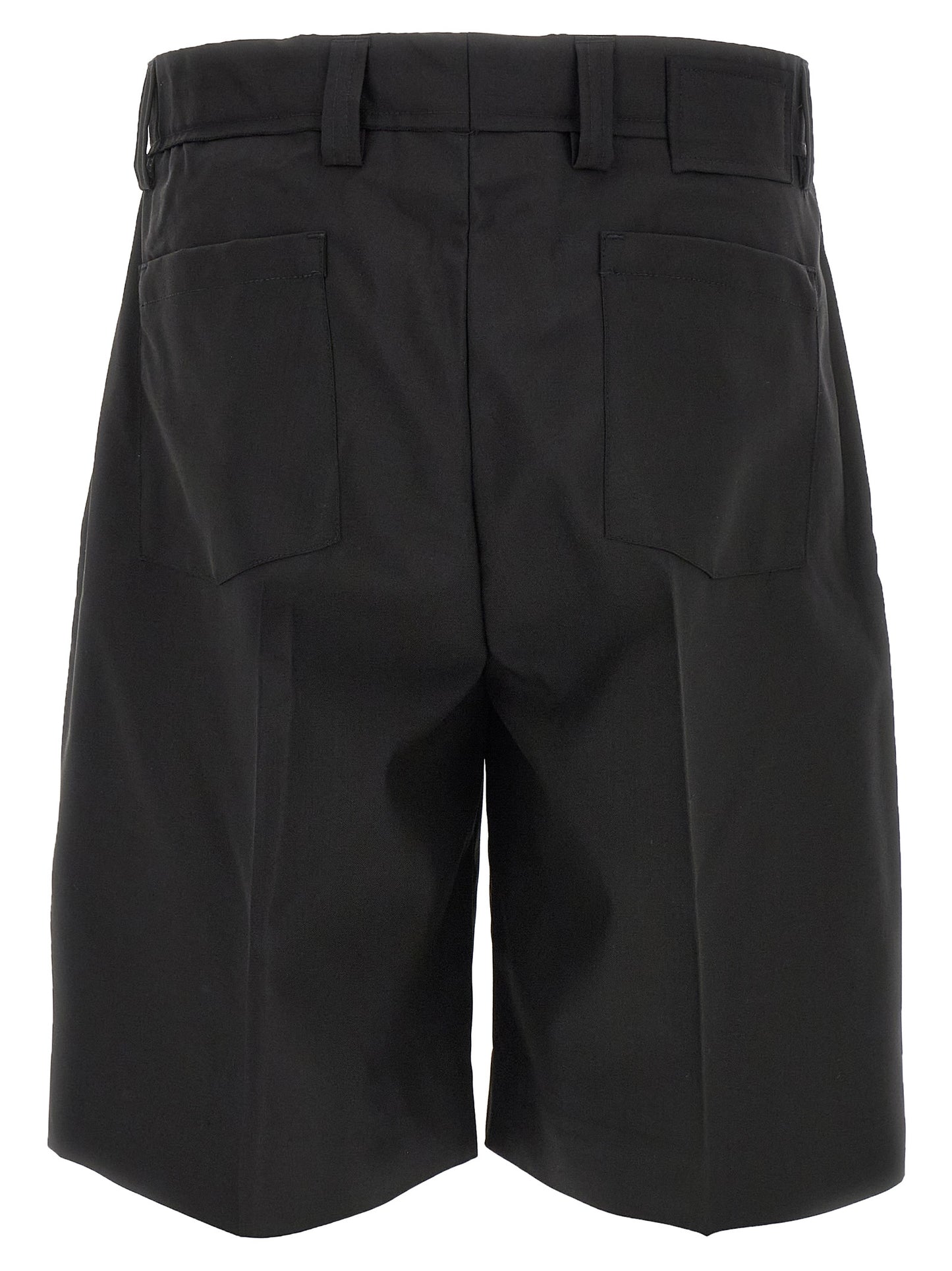 MFPEN Men's Flared Mid Rise Wool Bermuda Shorts - Black