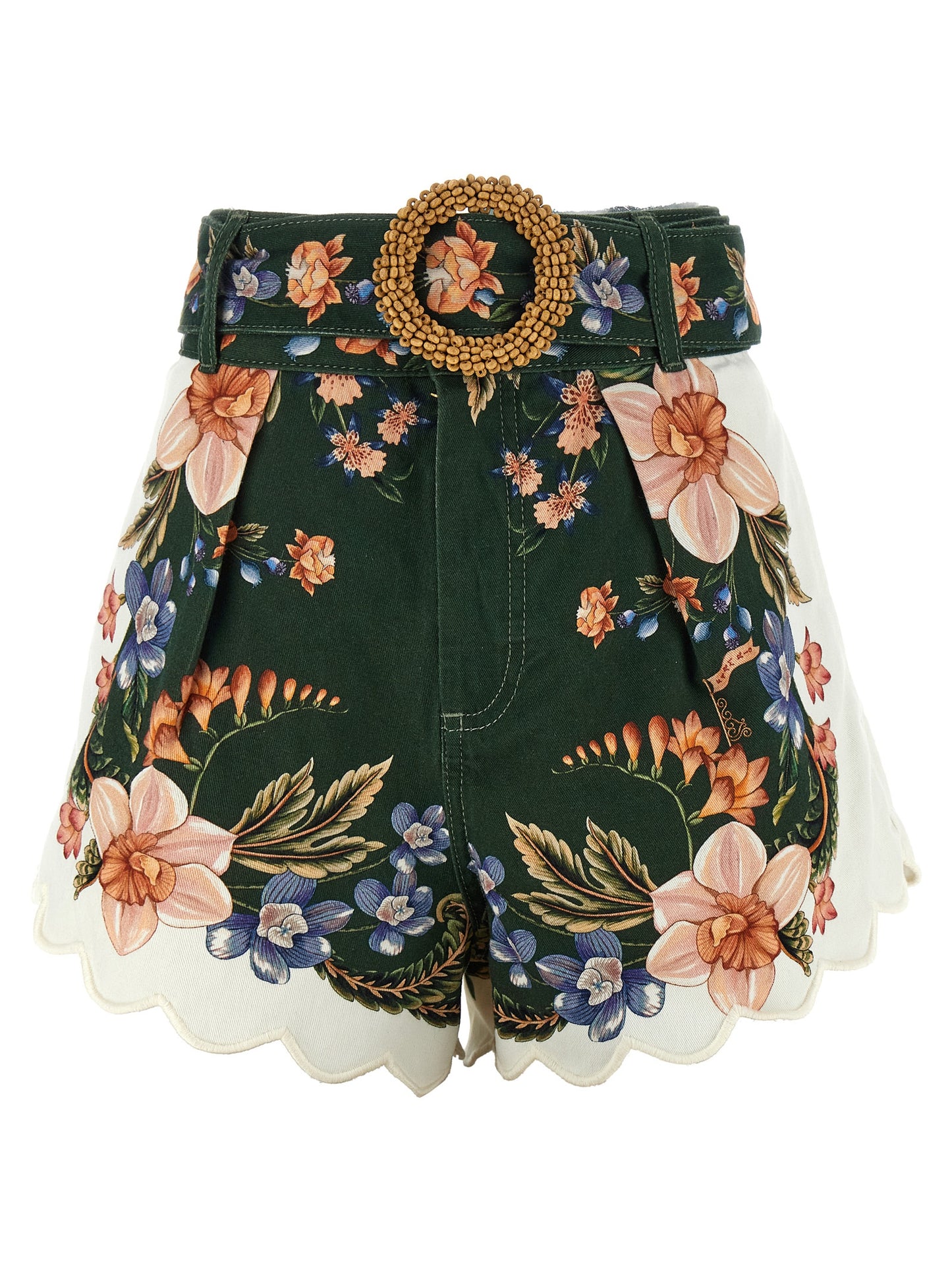Bermuda Shorts by FARM RIO for women in viscose linen twill bicolour, green & patterned showcases a on trend silhouette, featuring a tailored with a classic short and sophisticated high rise for a on trend finish.