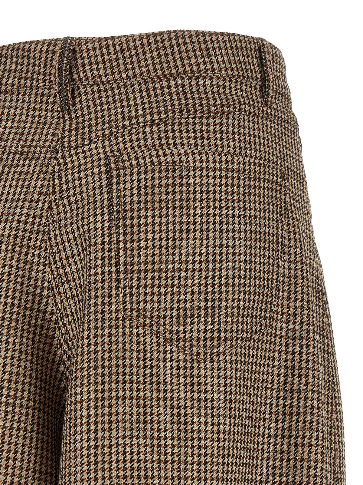 Brunello Cucinelli Monile Women's Flared Wide Polyamide & Virgin Wool Bermuda Shorts - Brown Patterned